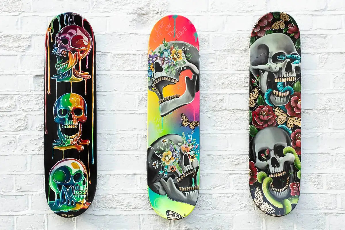 Live Life On The Edge – Original Skate Deck - SOLD by artist Becky Smith - Wyecliffe Galleries