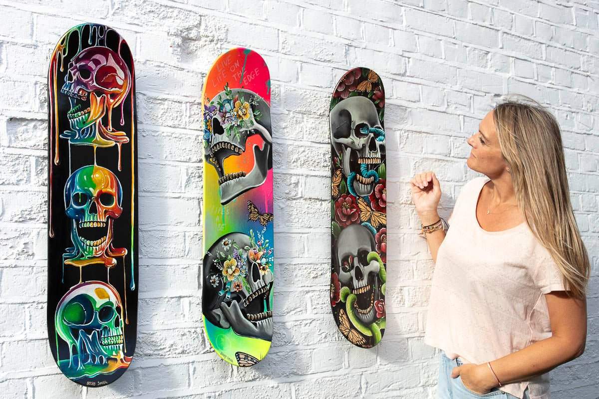 Live Life On The Edge – Original Skate Deck - SOLD by artist Becky Smith - Wyecliffe Galleries