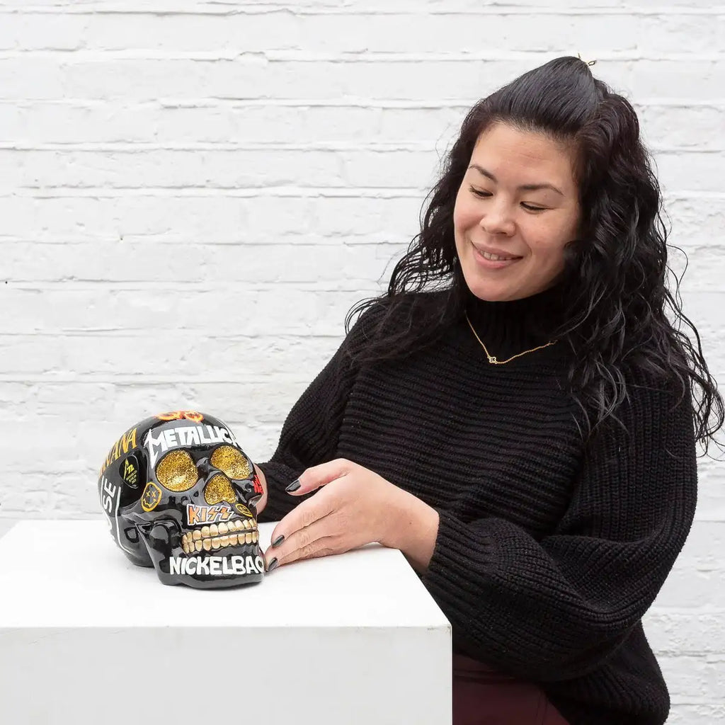 Long Live Rock N Skull - Original Sculpture - SOLD by artist Becky Smith - Wyecliffe Galleries