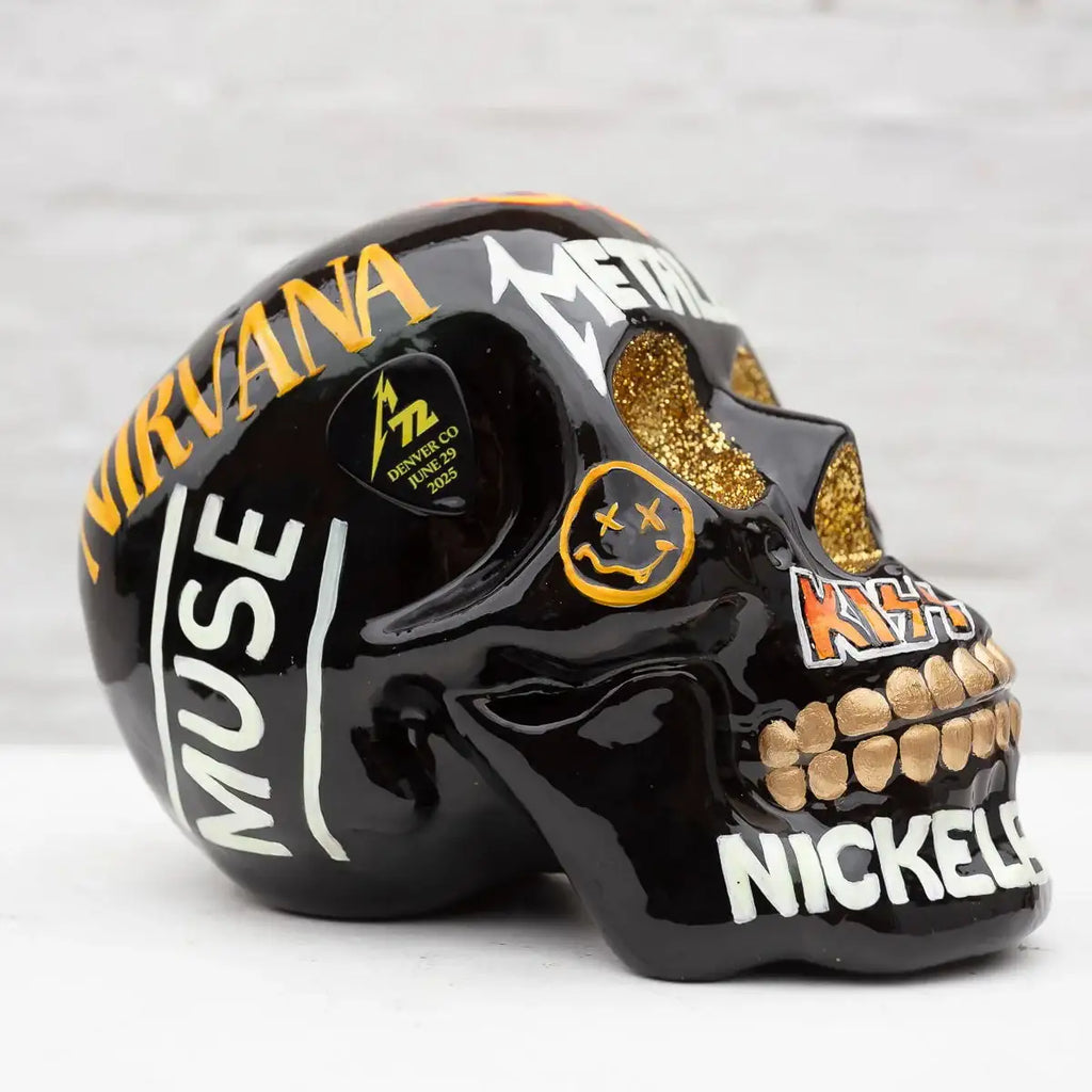 Long Live Rock N Skull - Original Sculpture - SOLD by artist Becky Smith - Wyecliffe Galleries