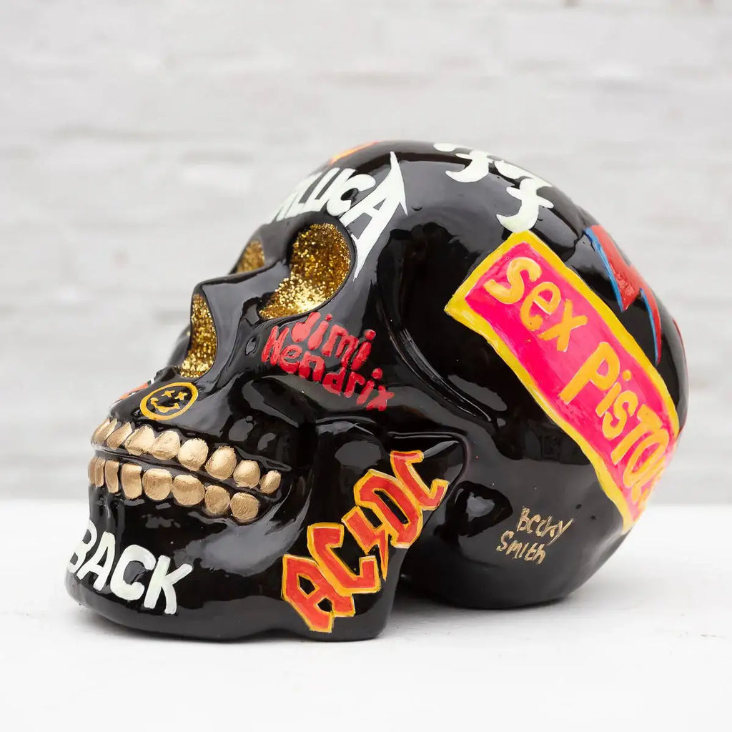 Long Live Rock N Skull - Original Sculpture - SOLD by artist Becky Smith - Wyecliffe Galleries