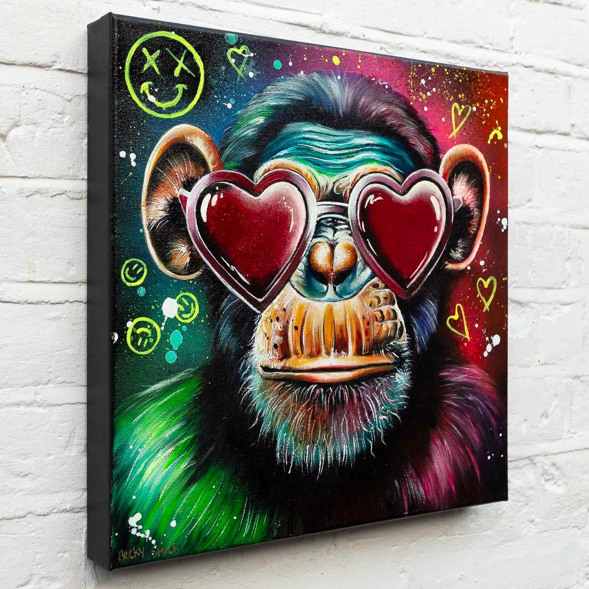 Monkey Hear No Evil, See No Evil, Speak No Evil Triptych - Original - SOLD by artist Becky Smith - Wyecliffe Galleries