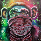 Monkey Hear No Evil, See No Evil, Speak No Evil Triptych - Original - SOLD by artist Becky Smith - Wyecliffe Galleries