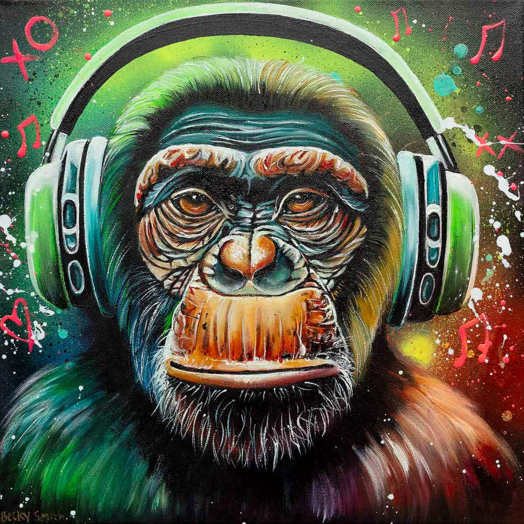 Monkey Hear No Evil, See No Evil, Speak No Evil Triptych - Original - SOLD by artist Becky Smith - Wyecliffe Galleries