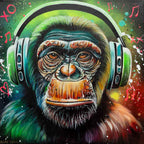 Monkey Hear No Evil, See No Evil, Speak No Evil Triptych - Original - SOLD by artist Becky Smith - Wyecliffe Galleries