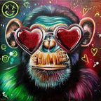 Monkey Hear No Evil, See No Evil, Speak No Evil Triptych - Original - SOLD by artist Becky Smith - Wyecliffe Galleries