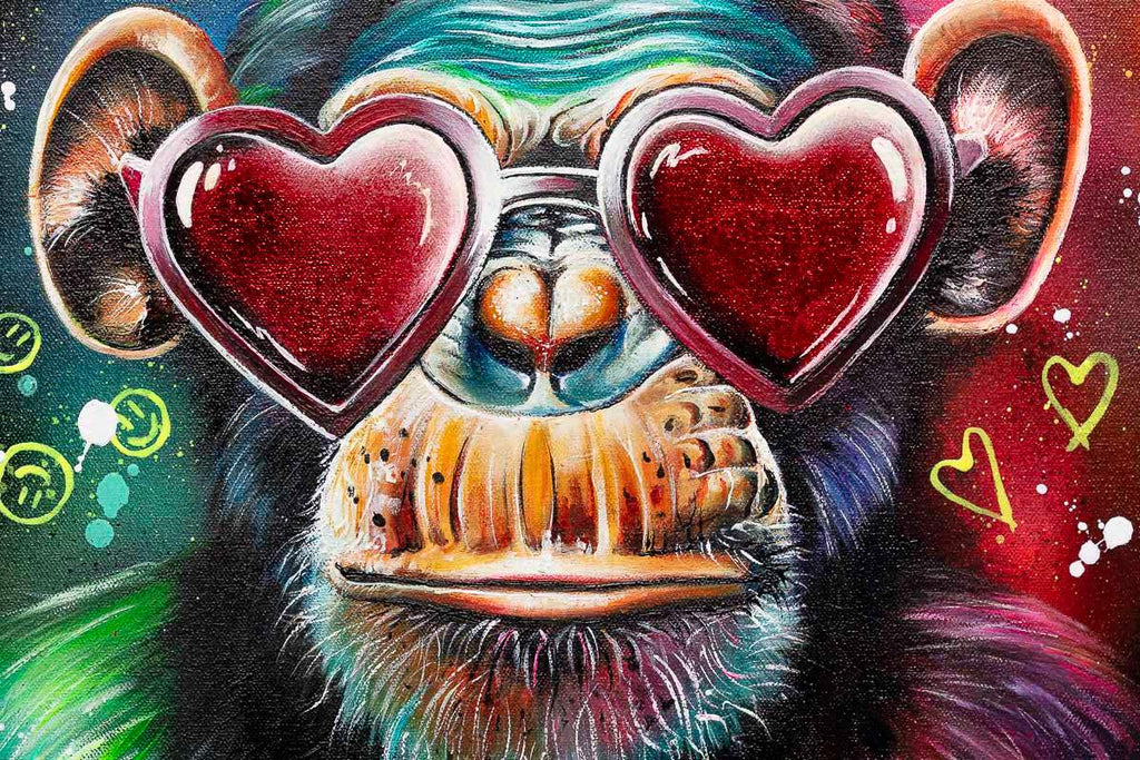 Monkey Hear No Evil, See No Evil, Speak No Evil Triptych - Original - SOLD by artist Becky Smith - Wyecliffe Galleries