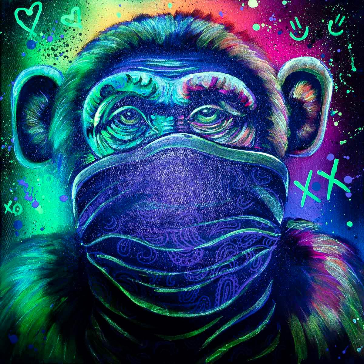 Monkey Hear No Evil, See No Evil, Speak No Evil Triptych - Original - SOLD by artist Becky Smith - Wyecliffe Galleries