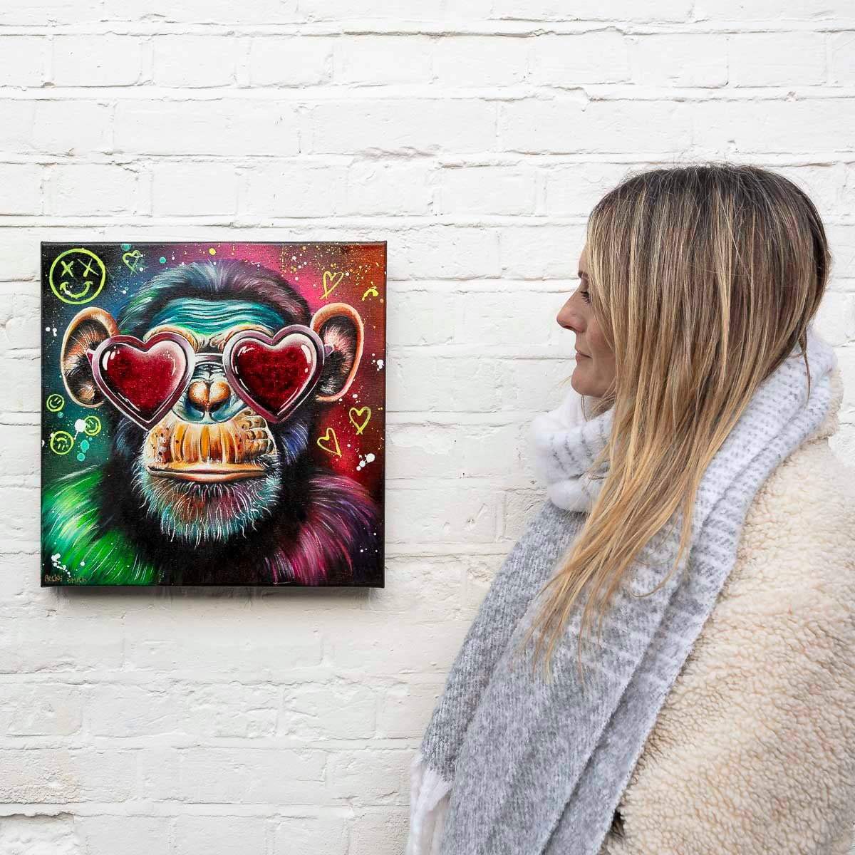 Monkey Hear No Evil, See No Evil, Speak No Evil Triptych - Original - SOLD by artist Becky Smith - Wyecliffe Galleries