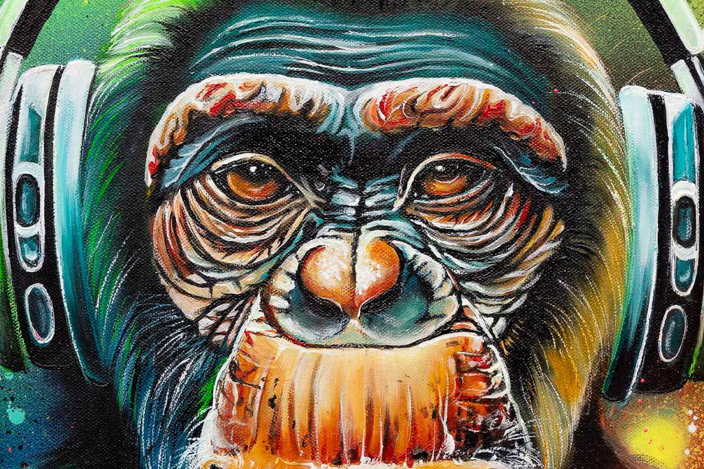 Monkey Hear No Evil, See No Evil, Speak No Evil Triptych - Original - SOLD by artist Becky Smith - Wyecliffe Galleries