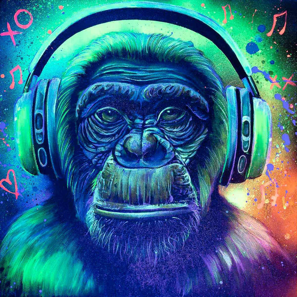 Monkey Hear No Evil, See No Evil, Speak No Evil Triptych - Original - SOLD by artist Becky Smith - Wyecliffe Galleries