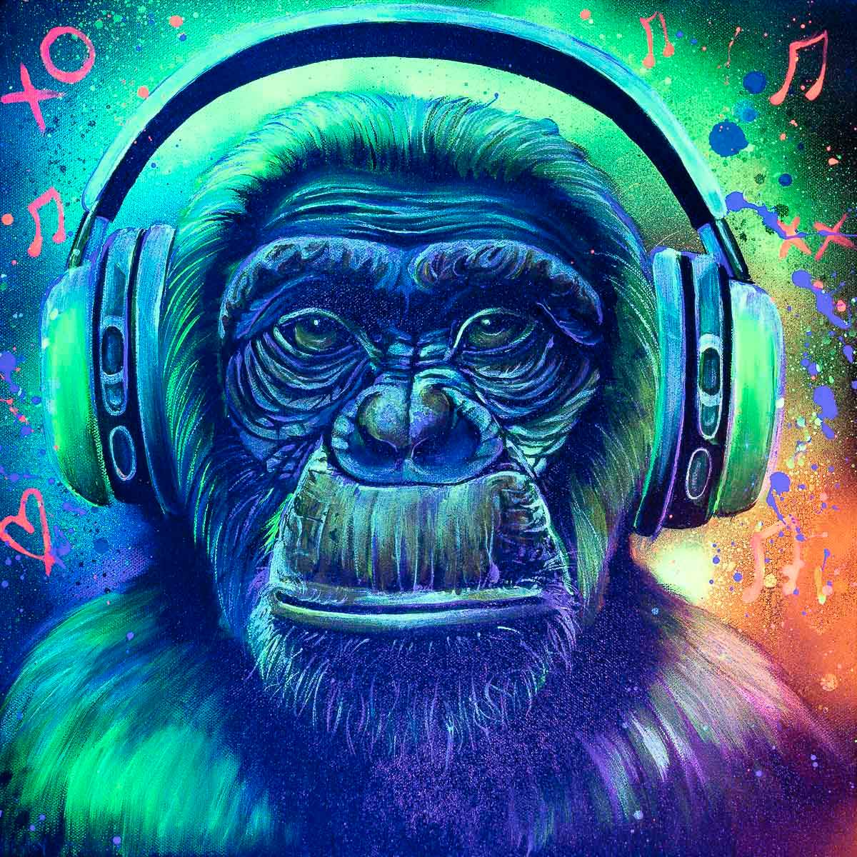 Monkey Hear No Evil, See No Evil, Speak No Evil Triptych - Original - SOLD by artist Becky Smith - Wyecliffe Galleries