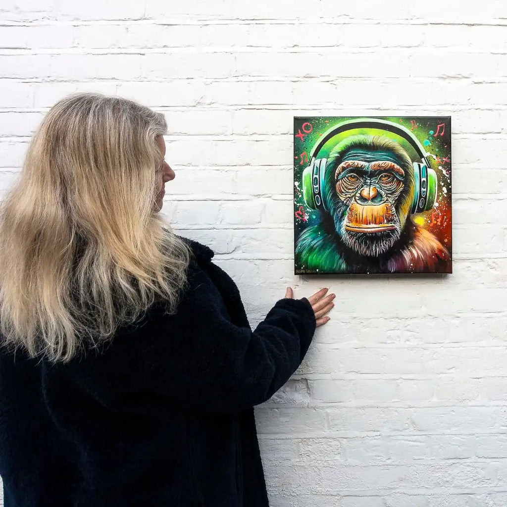 Monkey Hear No Evil, See No Evil, Speak No Evil Triptych - Original - SOLD by artist Becky Smith - Wyecliffe Galleries
