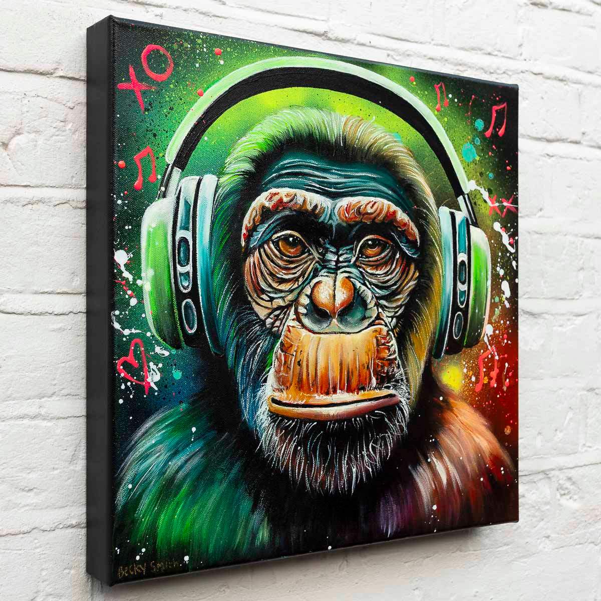 Monkey Hear No Evil, See No Evil, Speak No Evil Triptych - Original - SOLD by artist Becky Smith - Wyecliffe Galleries