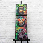 Monkey Hear No Evil, See No Evil, Speak No Evil Triptych - Original - SOLD by artist Becky Smith - Wyecliffe Galleries