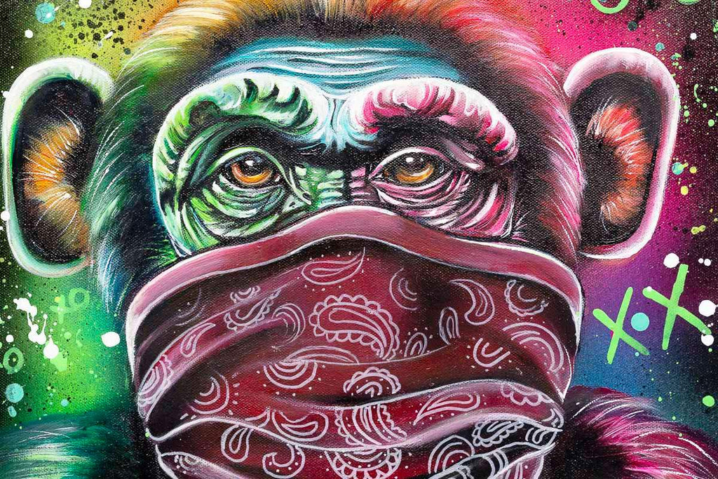 Monkey Hear No Evil, See No Evil, Speak No Evil Triptych - Original - SOLD by artist Becky Smith - Wyecliffe Galleries