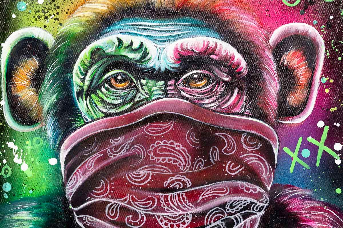 Monkey Hear No Evil, See No Evil, Speak No Evil Triptych - Original - SOLD by artist Becky Smith - Wyecliffe Galleries