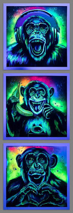 Monkey Madness Triptych - Artist Proof Matching SET by artist Becky Smith - Wyecliffe Galleries