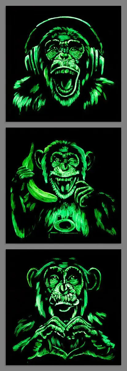 Monkey Madness Triptych - Artist Proof Matching SET by artist Becky Smith - Wyecliffe Galleries