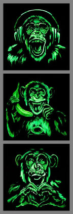 Monkey Madness Triptych - Artist Proof Matching SET by artist Becky Smith - Wyecliffe Galleries