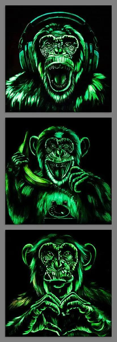 Monkey Madness Triptych - Deluxe Edition Matching SET by artist Becky Smith - Wyecliffe Galleries