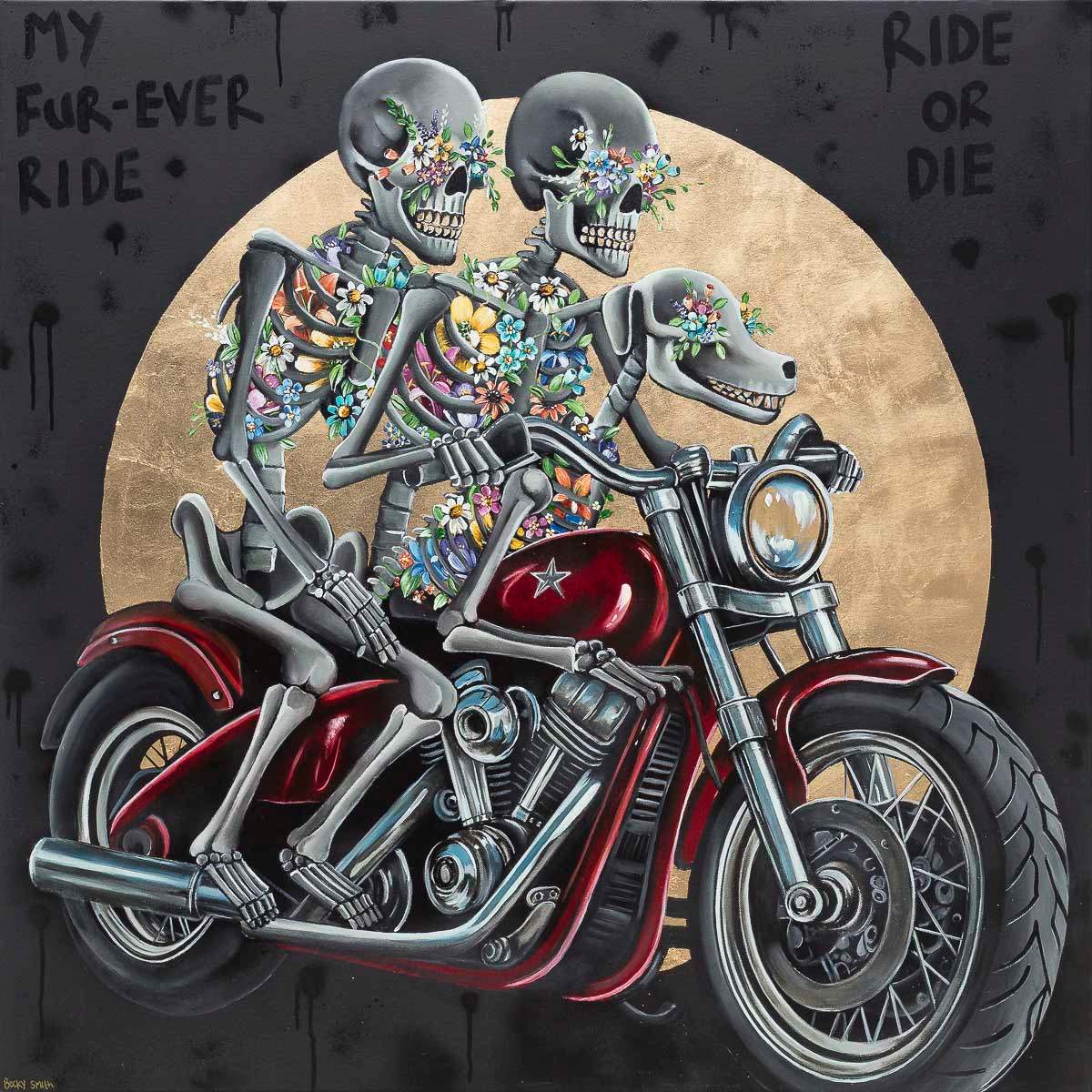 My Fur-Ever Ride - Original - SOLD by artist Becky Smith - Wyecliffe Galleries