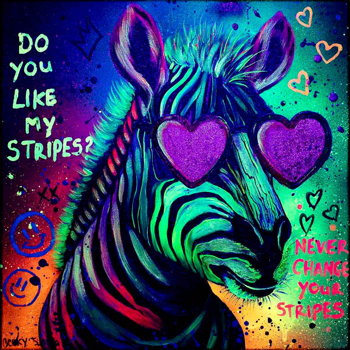 Never Change Your Stripes - Original - SOLD by artist Becky Smith - Wyecliffe Galleries