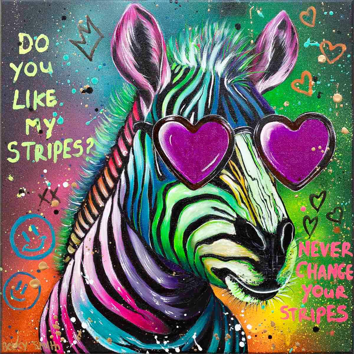 Never Change Your Stripes - Original - SOLD by artist Becky Smith - Wyecliffe Galleries