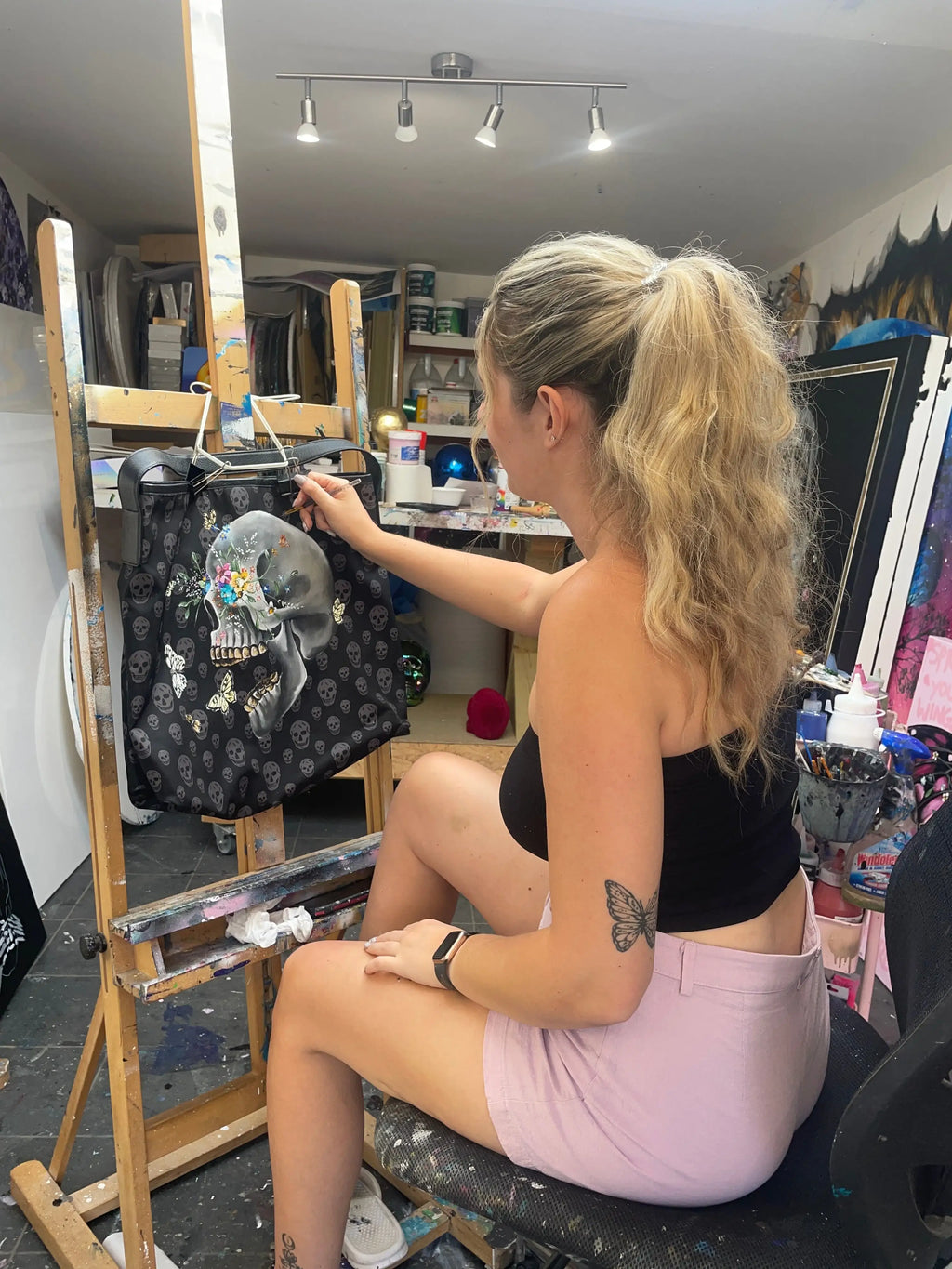 New Beginnings - Original Alexander McQueen Bag - SOLD by artist Becky Smith - Wyecliffe Galleries