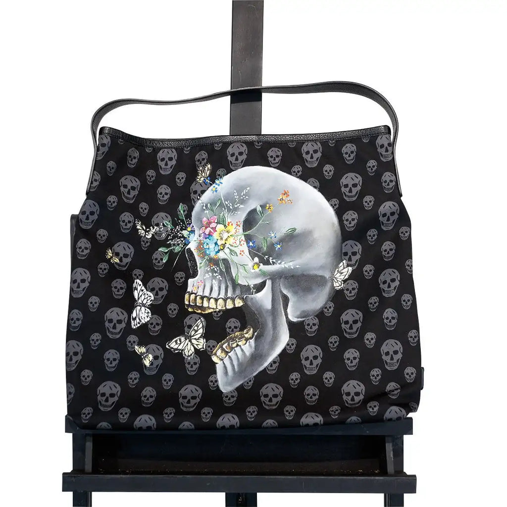 New Beginnings - Original Alexander McQueen Bag - SOLD by artist Becky Smith - Wyecliffe Galleries
