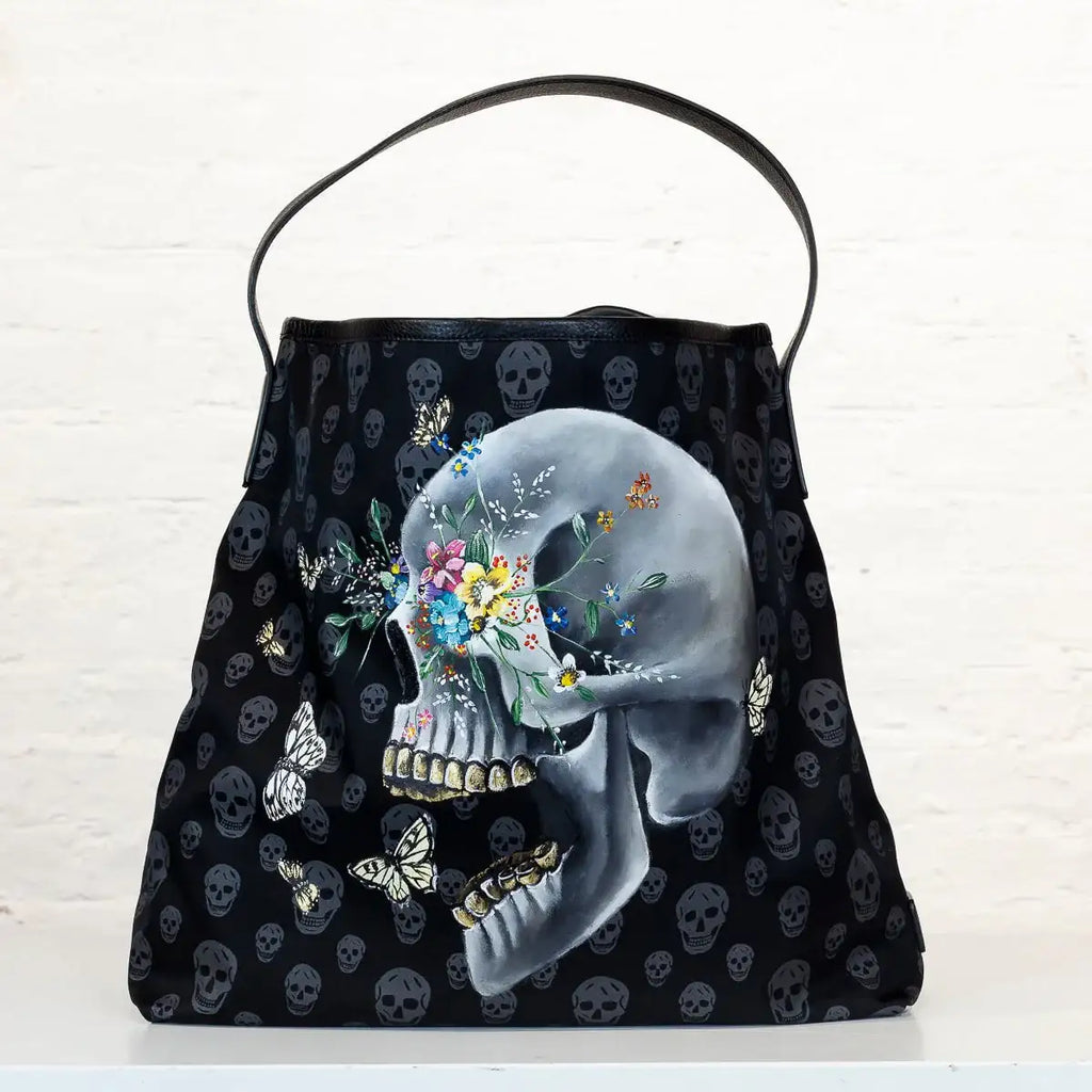 New Beginnings - Original Alexander McQueen Bag - SOLD by artist Becky Smith - Wyecliffe Galleries