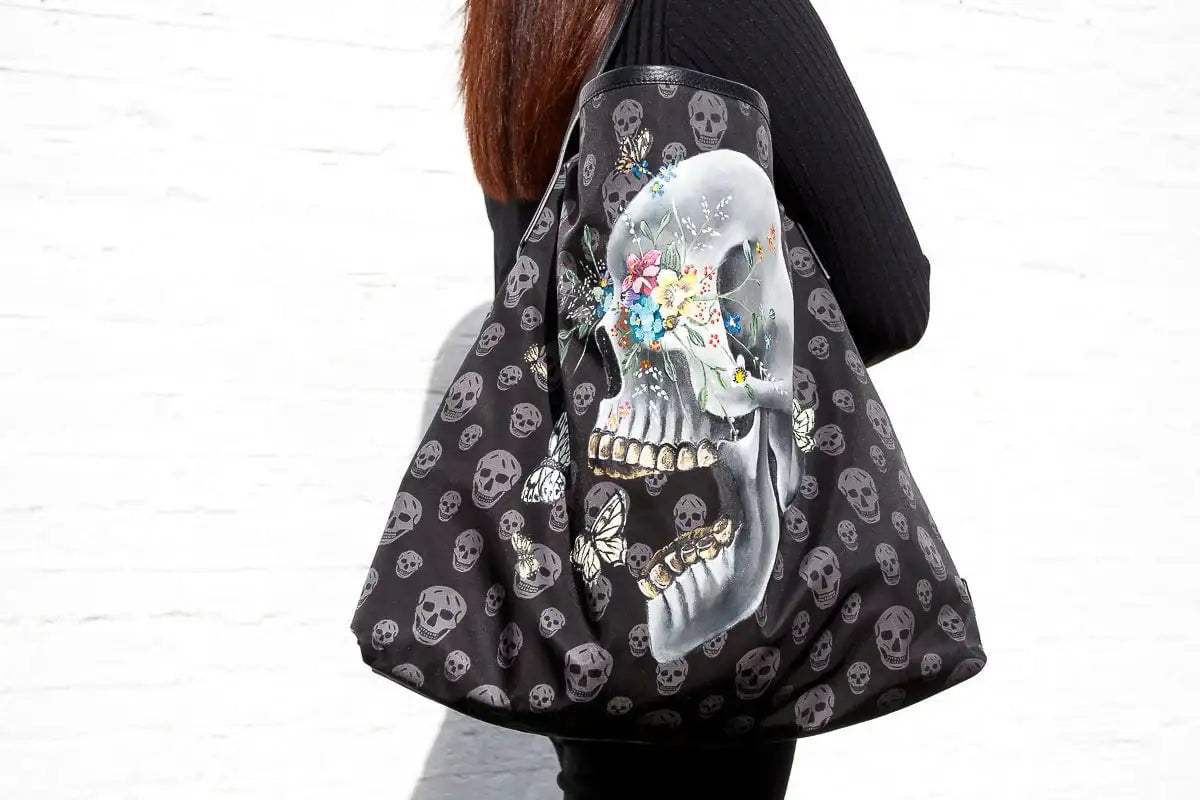 New Beginnings - Original Alexander McQueen Bag - SOLD by artist Becky Smith - Wyecliffe Galleries
