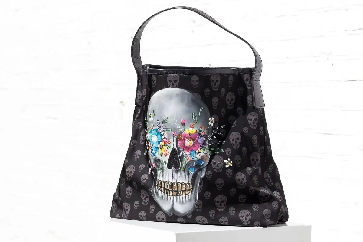 New Beginnings - Original Alexander McQueen Bag - SOLD by artist Becky Smith - Wyecliffe Galleries