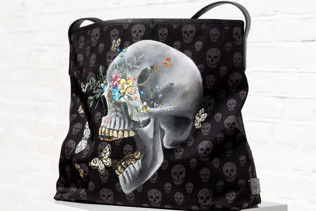 New Beginnings - Original Alexander McQueen Bag - SOLD by artist Becky Smith - Wyecliffe Galleries