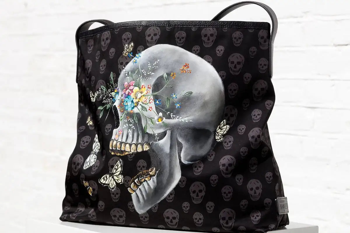 New Beginnings - Original Alexander McQueen Bag - SOLD by artist Becky Smith - Wyecliffe Galleries