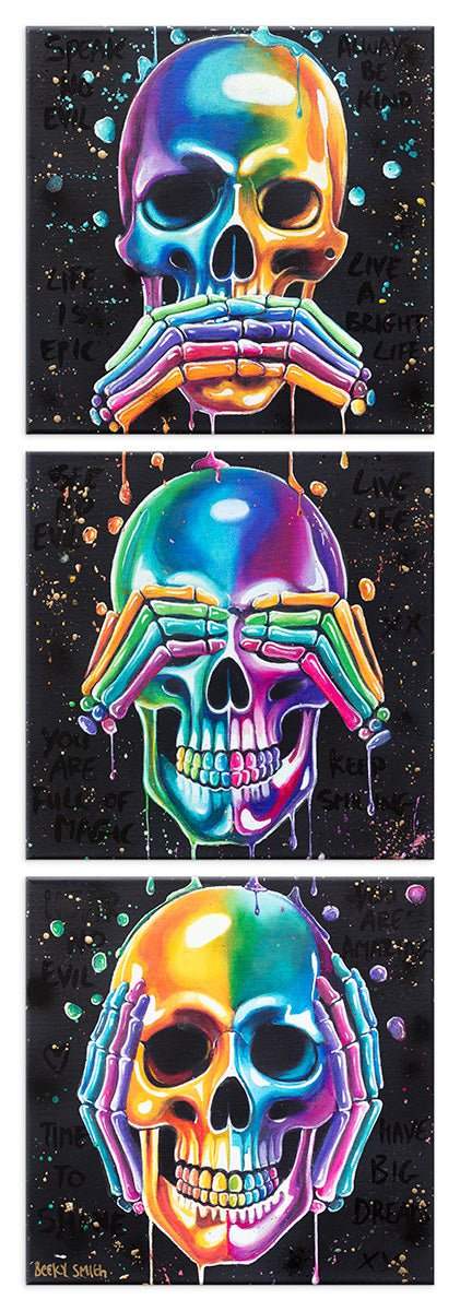 No Evils Triptych - Deluxe Edition by artist Becky Smith - Wyecliffe Galleries