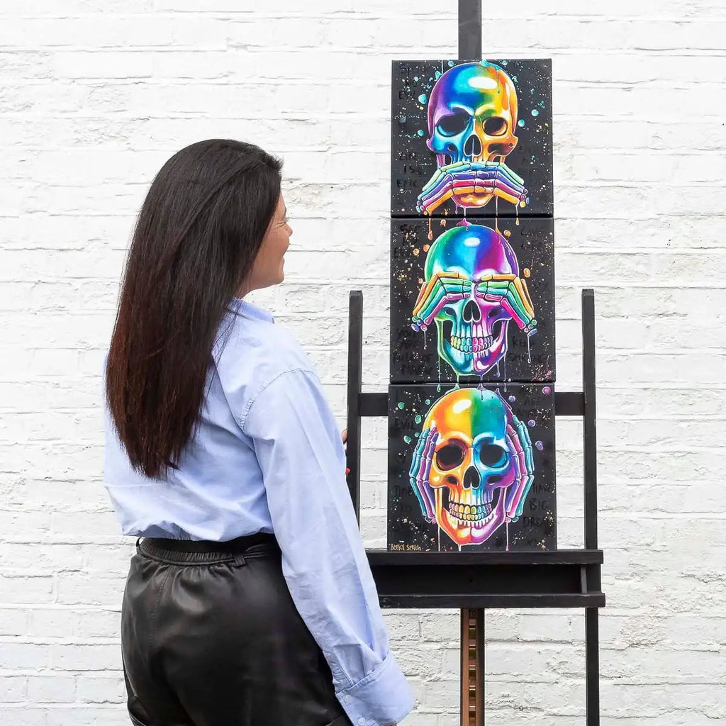 No Evils Triptych - Deluxe Edition by artist Becky Smith - Wyecliffe Galleries