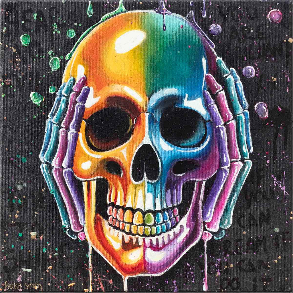 No Evils Triptych - Original - SOLD by artist Becky Smith - Wyecliffe Galleries