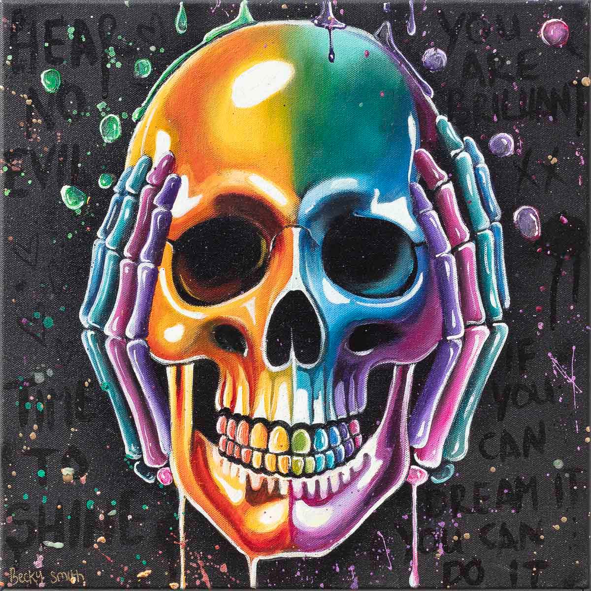 No Evils Triptych - Original - SOLD by artist Becky Smith - Wyecliffe Galleries