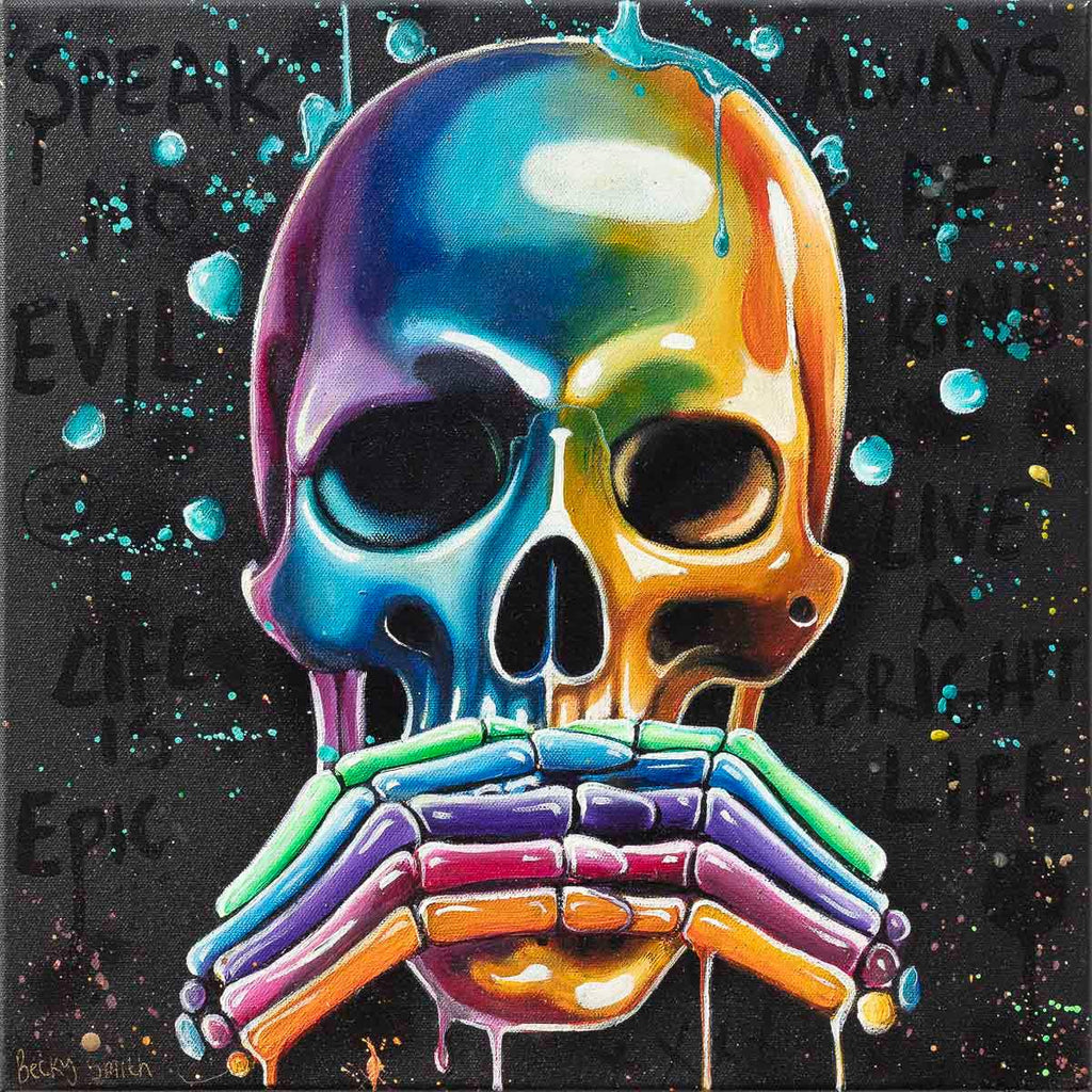 No Evils Triptych - Original - SOLD by artist Becky Smith - Wyecliffe Galleries