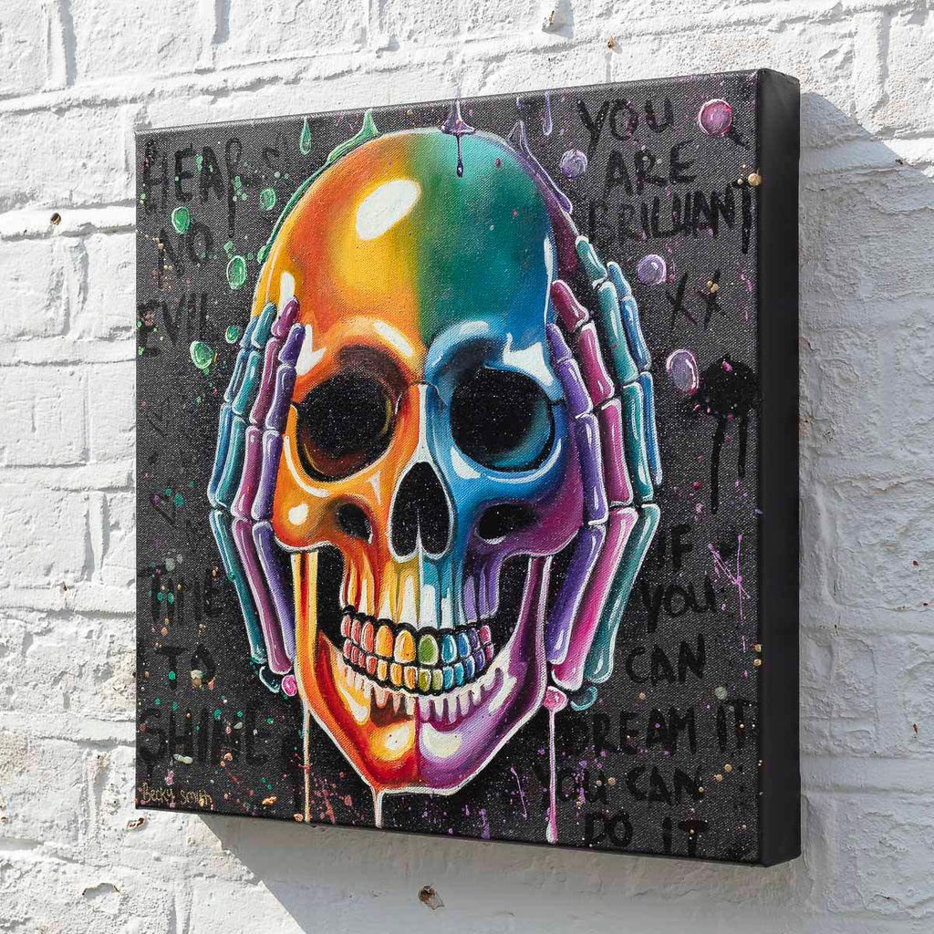 No Evils Triptych - Original - SOLD by artist Becky Smith - Wyecliffe Galleries