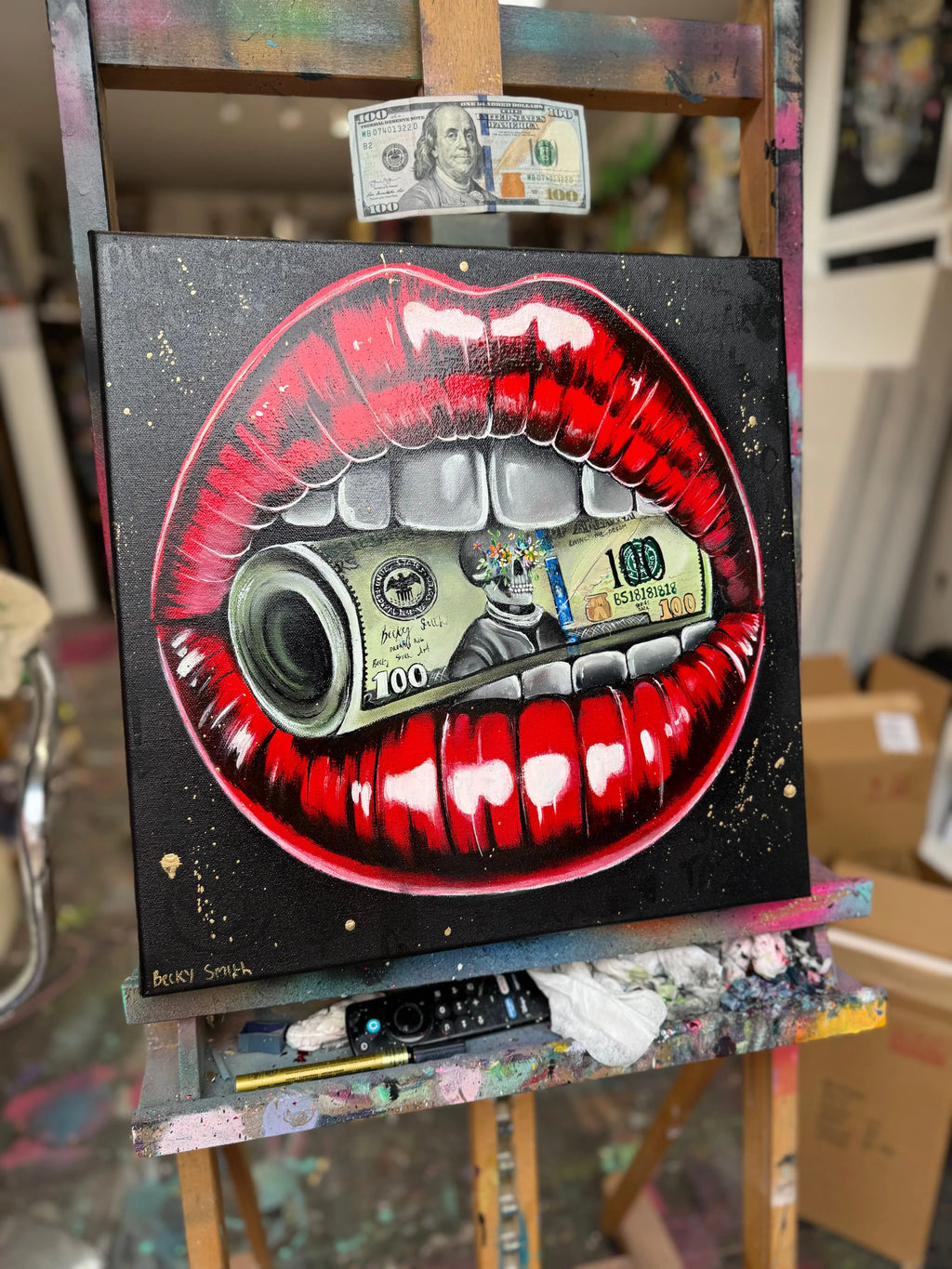 Put Your Money Where Your Mouth Is - Original - SOLD by artist Becky Smith - Wyecliffe Galleries