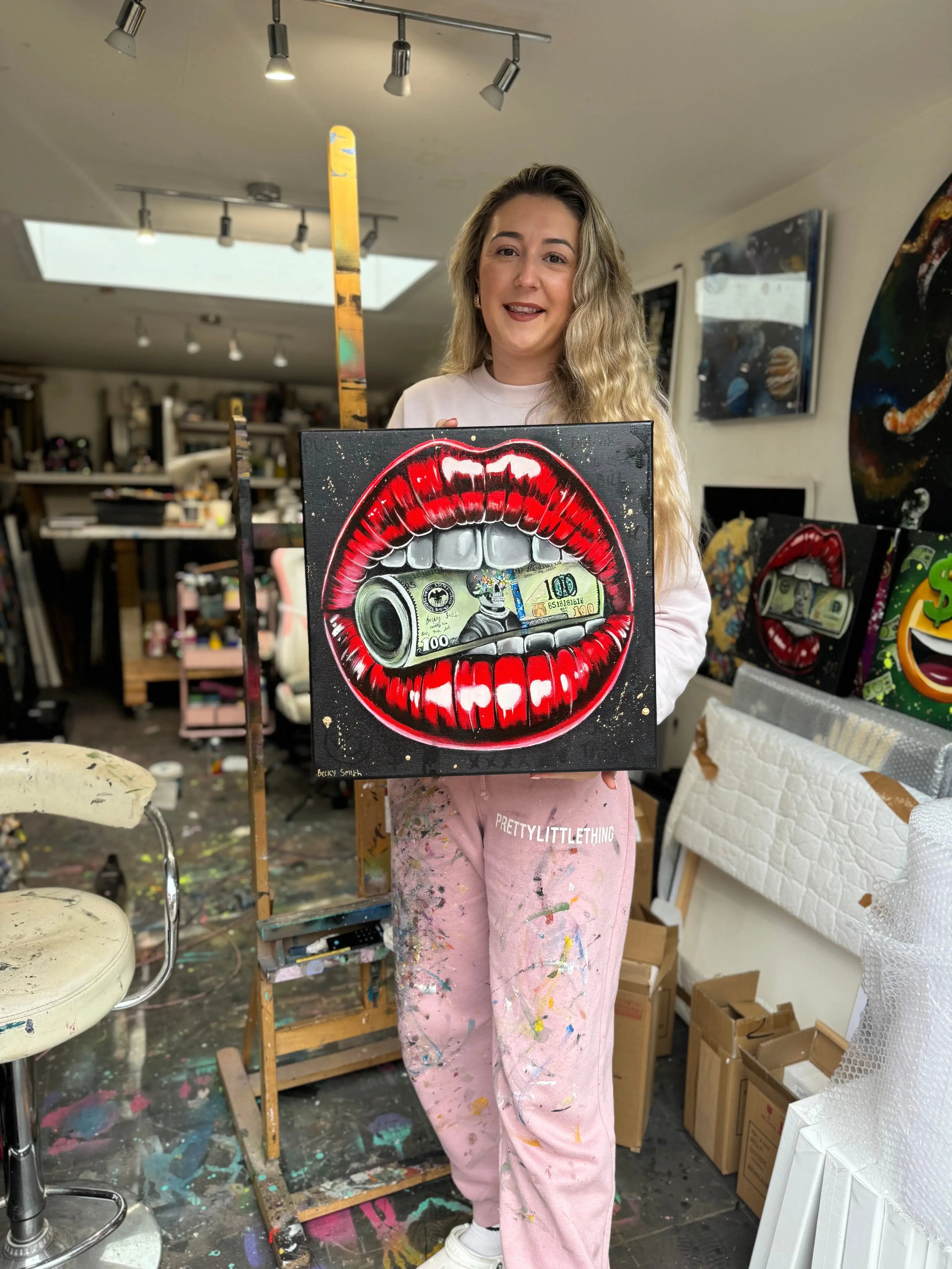 Put Your Money Where Your Mouth Is - Original - SOLD by artist Becky Smith - Wyecliffe Galleries