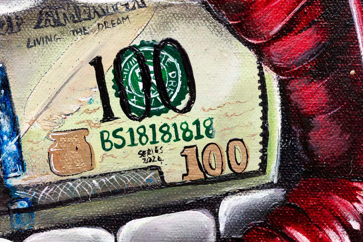 Put Your Money Where Your Mouth Is - Original - SOLD by artist Becky Smith - Wyecliffe Galleries