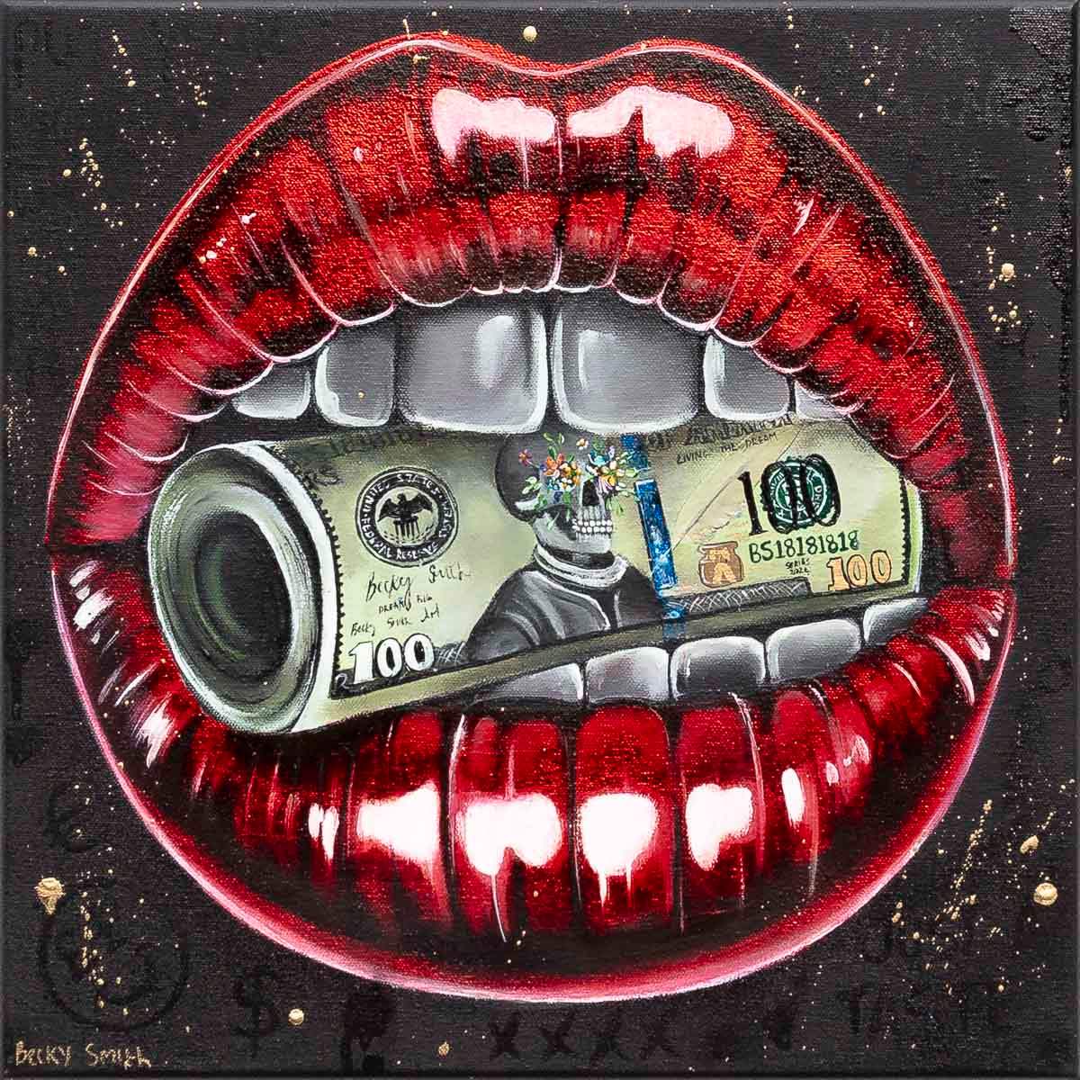 Put Your Money Where Your Mouth Is - Original - SOLD by artist Becky Smith - Wyecliffe Galleries