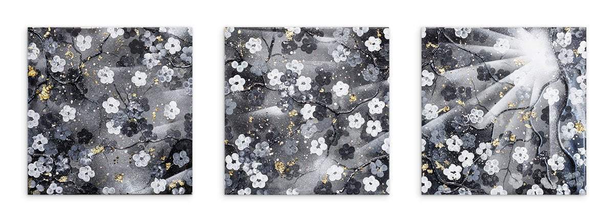 Sakura Blossoms Triptych - Original by artist Becky Smith - Wyecliffe Galleries