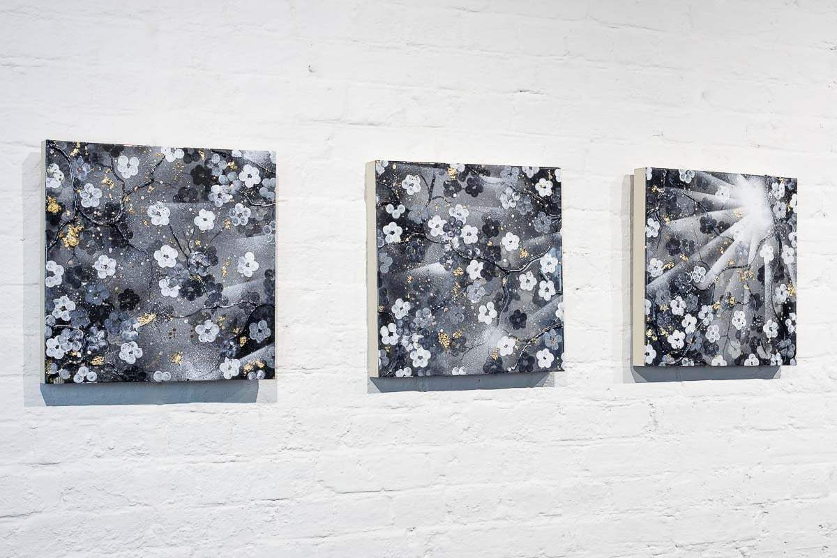 Sakura Blossoms Triptych - Original by artist Becky Smith - Wyecliffe Galleries