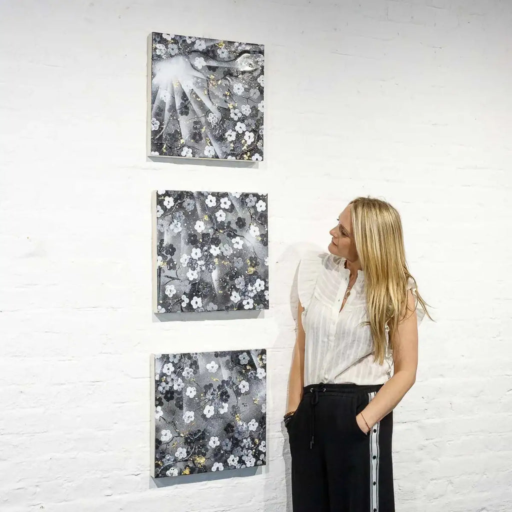 Sakura Blossoms Triptych - Original by artist Becky Smith - Wyecliffe Galleries