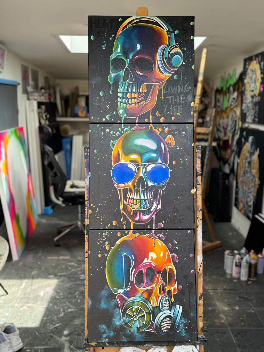 Sensory Overload Triptych - Original - SOLD by artist Becky Smith - Wyecliffe Galleries