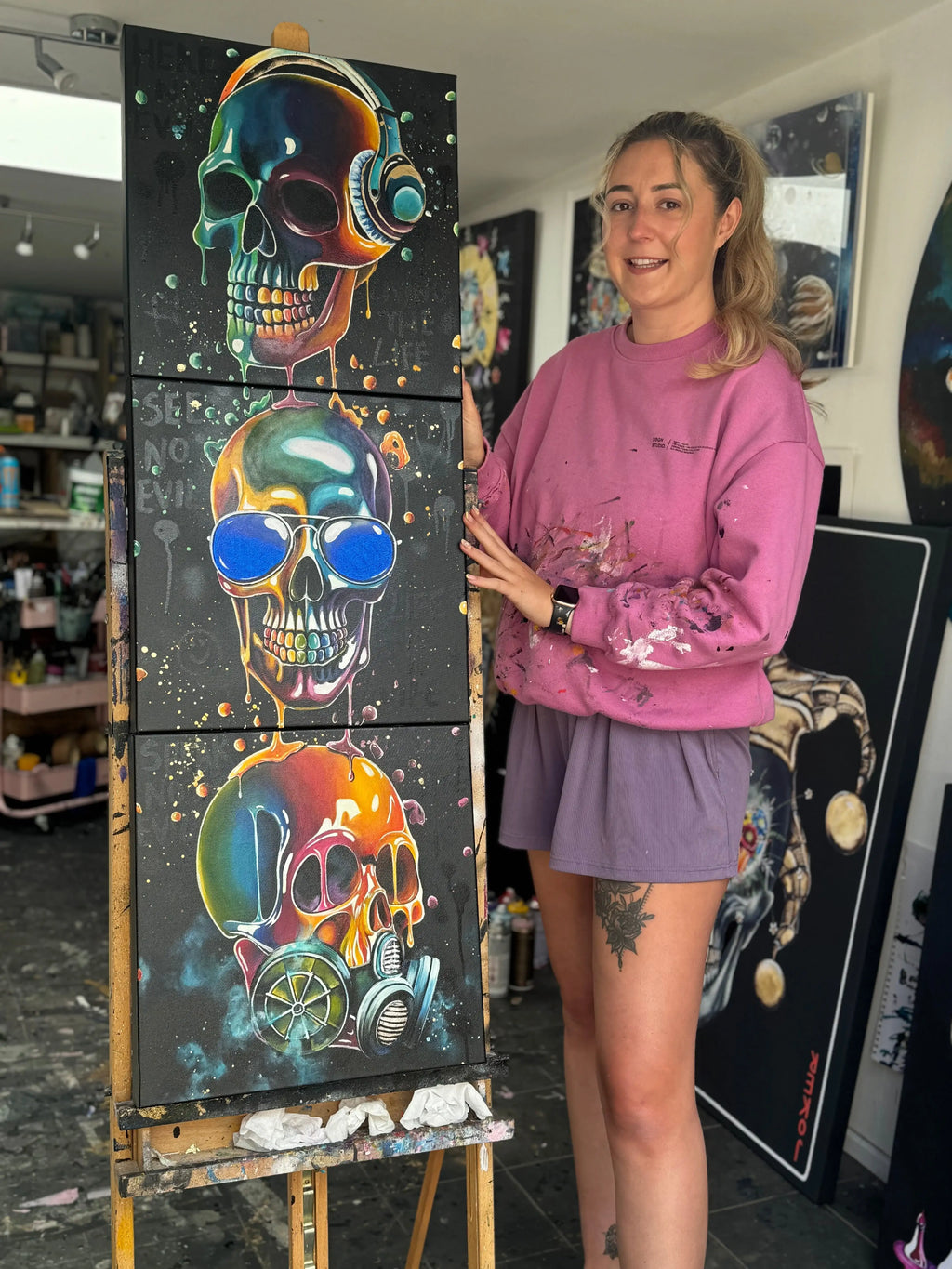 Sensory Overload Triptych - Original - SOLD by artist Becky Smith - Wyecliffe Galleries